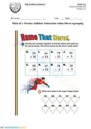 Practice Additon- Subtraction within 100 no regrouping