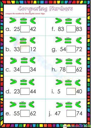 Comparing numbers 1st grade