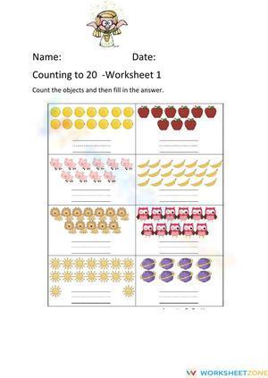 Counting to 20 Worksheet 1