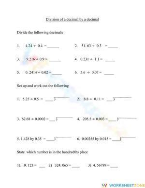 Dividing decimals by decimals