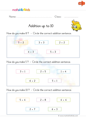 Addition up to 10: Make a number using addition