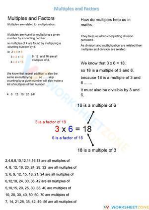 Multiples and Factors Set 1