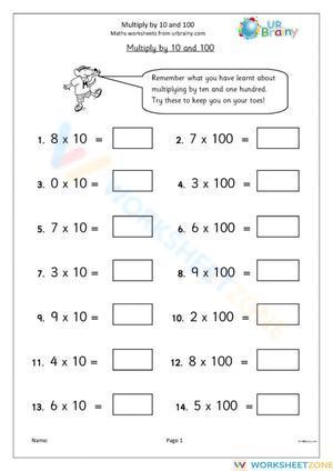 Multiplying by 10 and 100