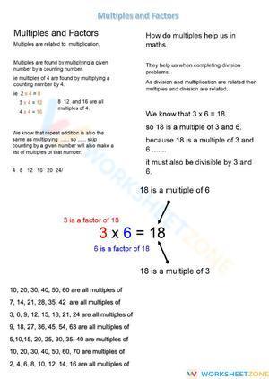 Multiples and Factors Set 2