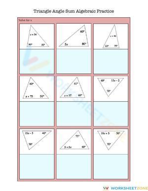 Triangle Angle Sum Algebraic Practice