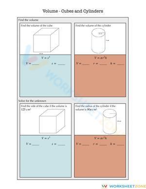Volume - Cube and Cylinders Notes