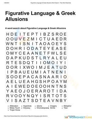 Figurative Language & Greek Allusion Word Search