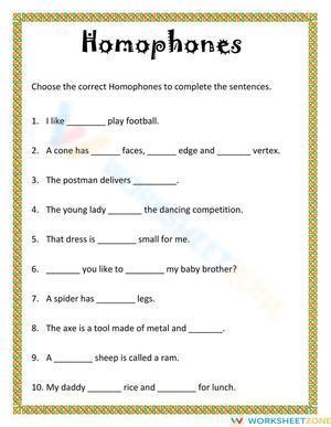 Homophones 1