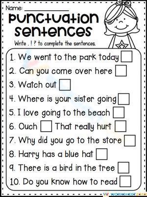 Punctuation Sentences