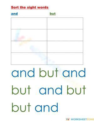 Sight word sort and, but