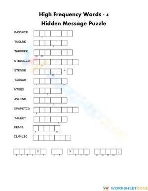 High Frequency Words 4 Double Puzzle