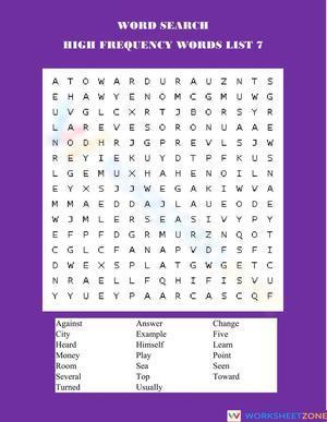 High Frequency Words - 7 Word Search