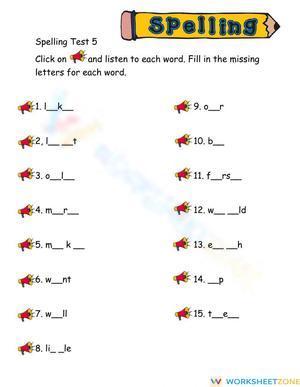 Spelling Test 5
