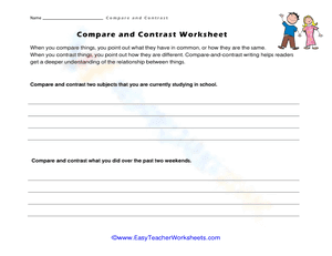 Compare and Contrast Worksheet