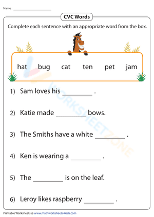 Completing Sentences with CVC Words