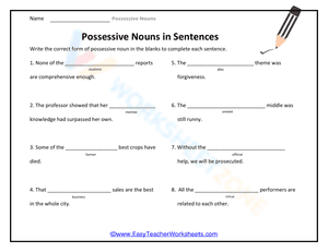 Possessive Nouns in Sentences