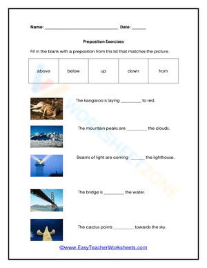 Preposition Exercises with Pictures