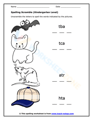 Spelling Scramble (Kindergarten Level)