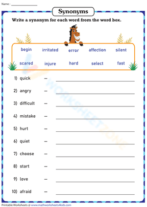 Write Synonyms using Word Box