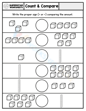 Count and compare - comparison symbols practice