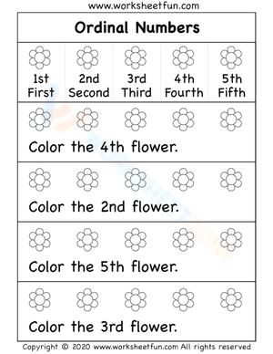 Ordinal numbers coloring (1st - 10th)
