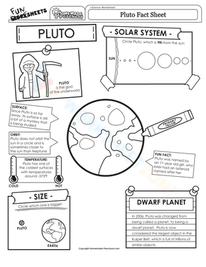 Pluto fact worksheet