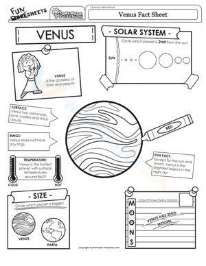 Venus fact worksheet