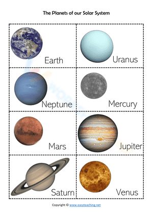 Cut and place the planets in the correct order