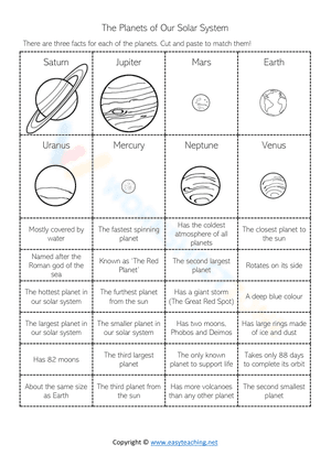 Planets' fact match