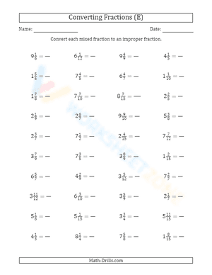 Convert mixed fractions to improper fractions (5)