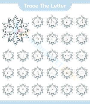 Trace the letter - Snowflake theme