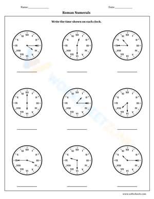 Telling time with Roman Numerals 2