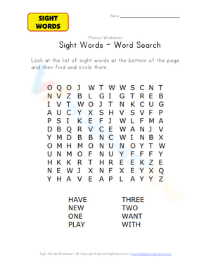 Sight Words - Word Search 4