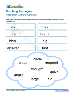 Matching Synonyms 12