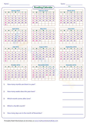 Reading calendar - Year - Easy