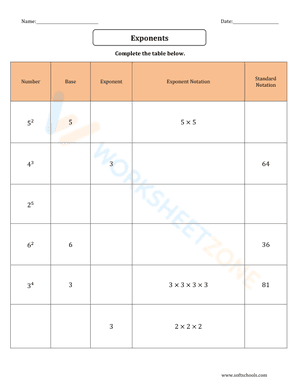 Exponents Standard Notation 8