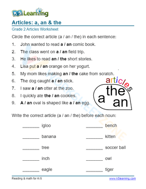 Articles: a, an & the 1