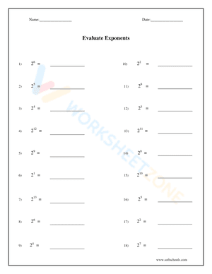 Evaluate Exponents 3