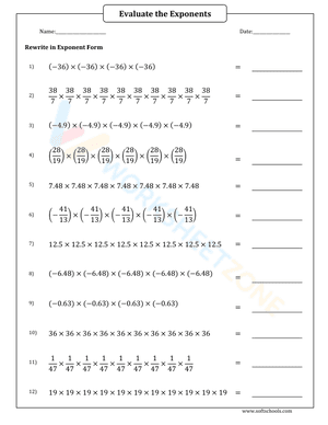 Evaluate the Exponents 6