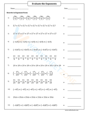 Evaluate the Exponents 9