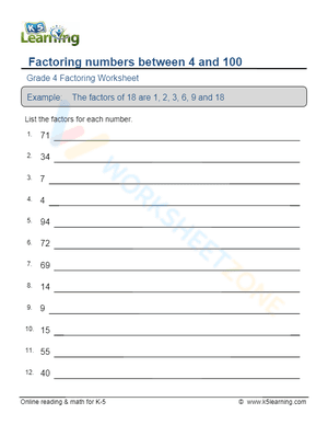 Factoring numbers between 4 and 100 4