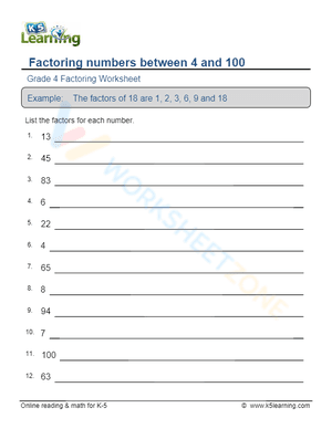 Factoring numbers between 4 and 100 5