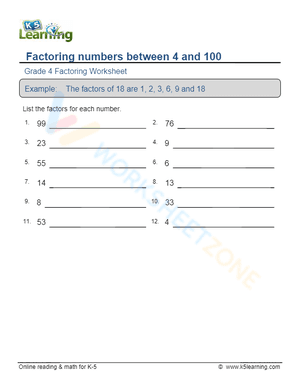 Factoring numbers between 4 and 100 6