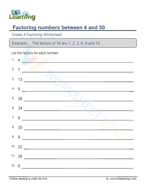 Factoring numbers between 4 and 50 6