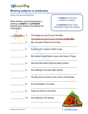 Missing subjects or predicates 1