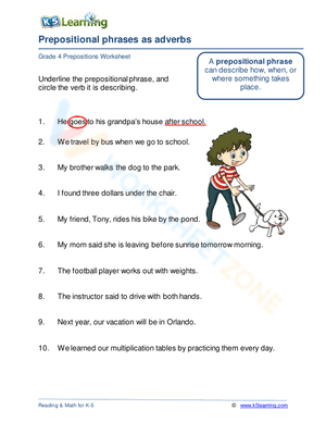 Prepositional phrases as adverbs 1