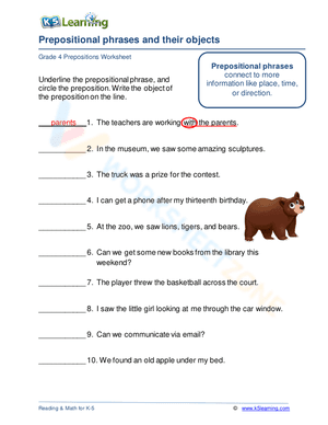 Prepositional phrases and their objects 2