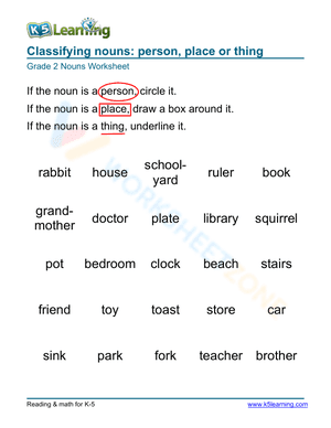 Classifying nouns: person, place or thing 3