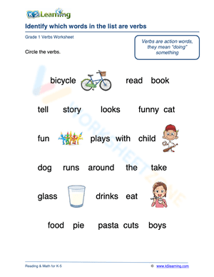 Identify which words in the list are verbs 1