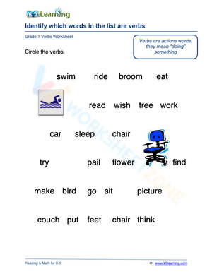 Identify which words in the list are verbs 3